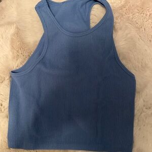 Women's Blue Ribbed Tank Top